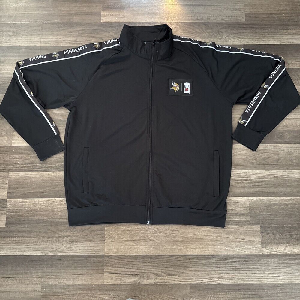 Miller Lite NFL Promotional Full Zip Jacket‎ Minnesota Vikings Black Sz XL